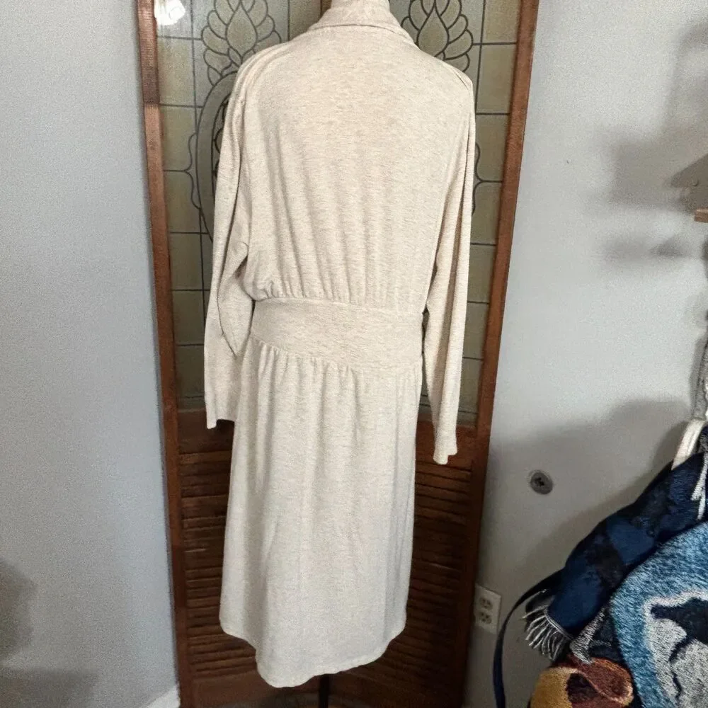 Soft Surroundings Belted Cozy Soft Midi Length Bath Robe Cream Color Size XL - Picture 4 of 15